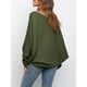 thumbnail image 4 of Suéter Holgado de Cuello Redondo y Larga con Mangas Abullonadas y Mangas Murciélago para Mujer Verde L, 4 of 6