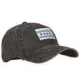 thumbnail image 5 of Chicago Flag Embroidered Unstructured Cotton Cap - Black OSFM, 5 of 5