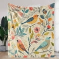 thumbnail image 2 of Luxurious Fleece Blanket - Soft and Warm All-Season Plush Bedspread with Vintage Colorful Bird and Floral Print, 2 of 7