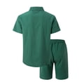 thumbnail image 3 of Frnrwgo 2 Piece Casual Set for Men Short Sleeve Button Down Shirts and Elastic Waist Drawstring Shorts Breathable Lightweight Summer Beach Outfits, 3 of 4