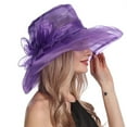 thumbnail image 7 of LEKODE Women's organza hat easter hats for women Packable Wide Brim Hats Wide Brim Sun Hat summer hats for women spring hats for women Dressy Hats Sun Hat for Ladies Sun Hats Purple One Size, 7 of 7