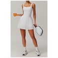 thumbnail image 6 of PISONIC Womens Tennis Golf Dress with Built-in Bra Shorts Backless Square Neck Pleated Hem Athletic Dresses with Pockets, 6 of 8