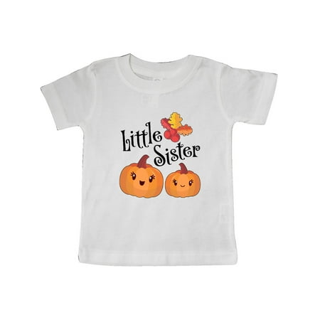 

Inktastic Little Sister Pumpkins with Fall Leaves Gift Baby Girl T-Shirt