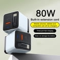 thumbnail image 1 of 3 In 1 Charger Retractable Phone Charger Wall Plug With Scalable 80w Max Fast Charging Module Type C Cable And 2 USB Ports For Phone Laptops, 1 of 5