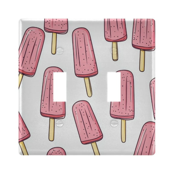 Yayeee Toggle Light Switch Wall Plate 2-Gang 4.56"x4.48" Decorative Outlet Cover, Pink Ice Cream