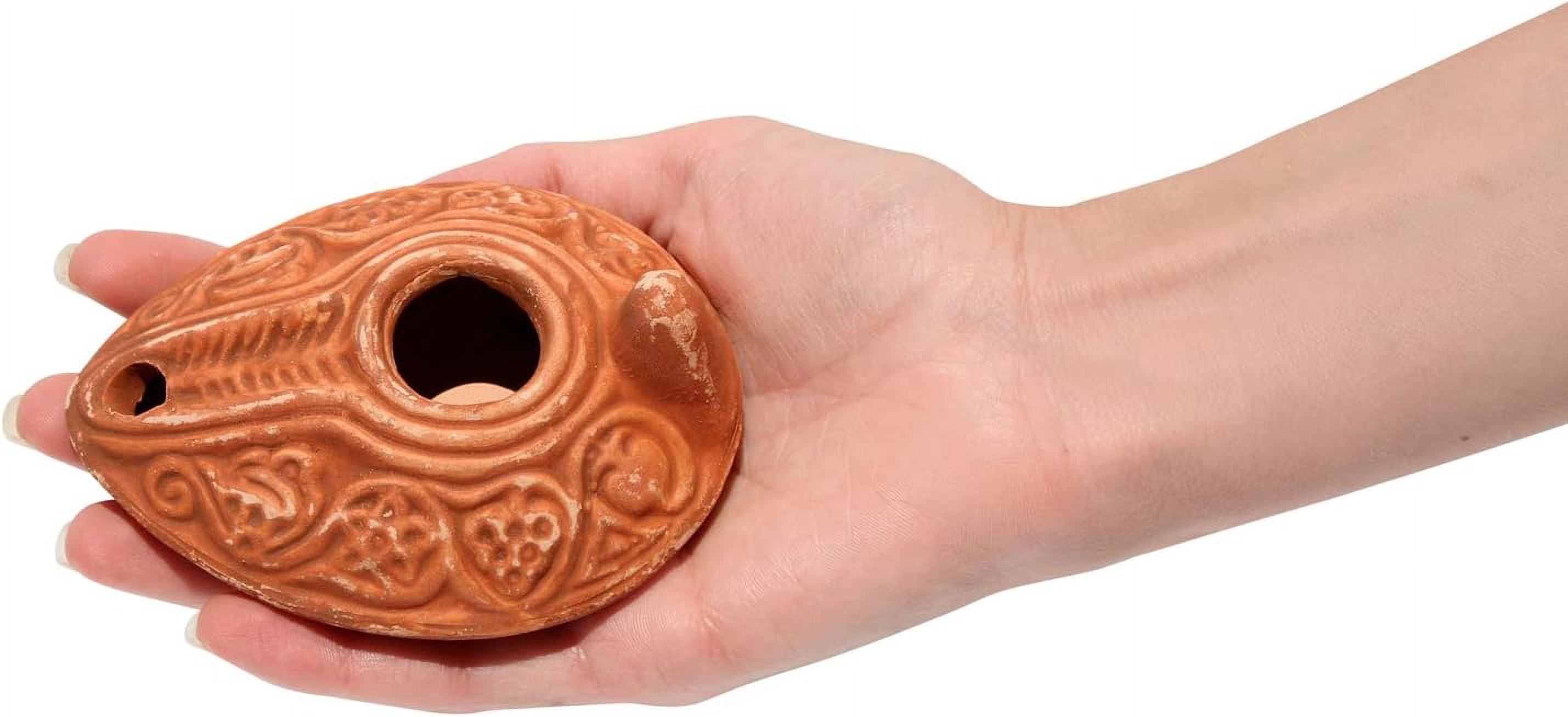 The Jerusalem Gift Shop Herodian Clay Oil Lamp Replica with Olive Oil – Small Decorative Lamp for Men & Women