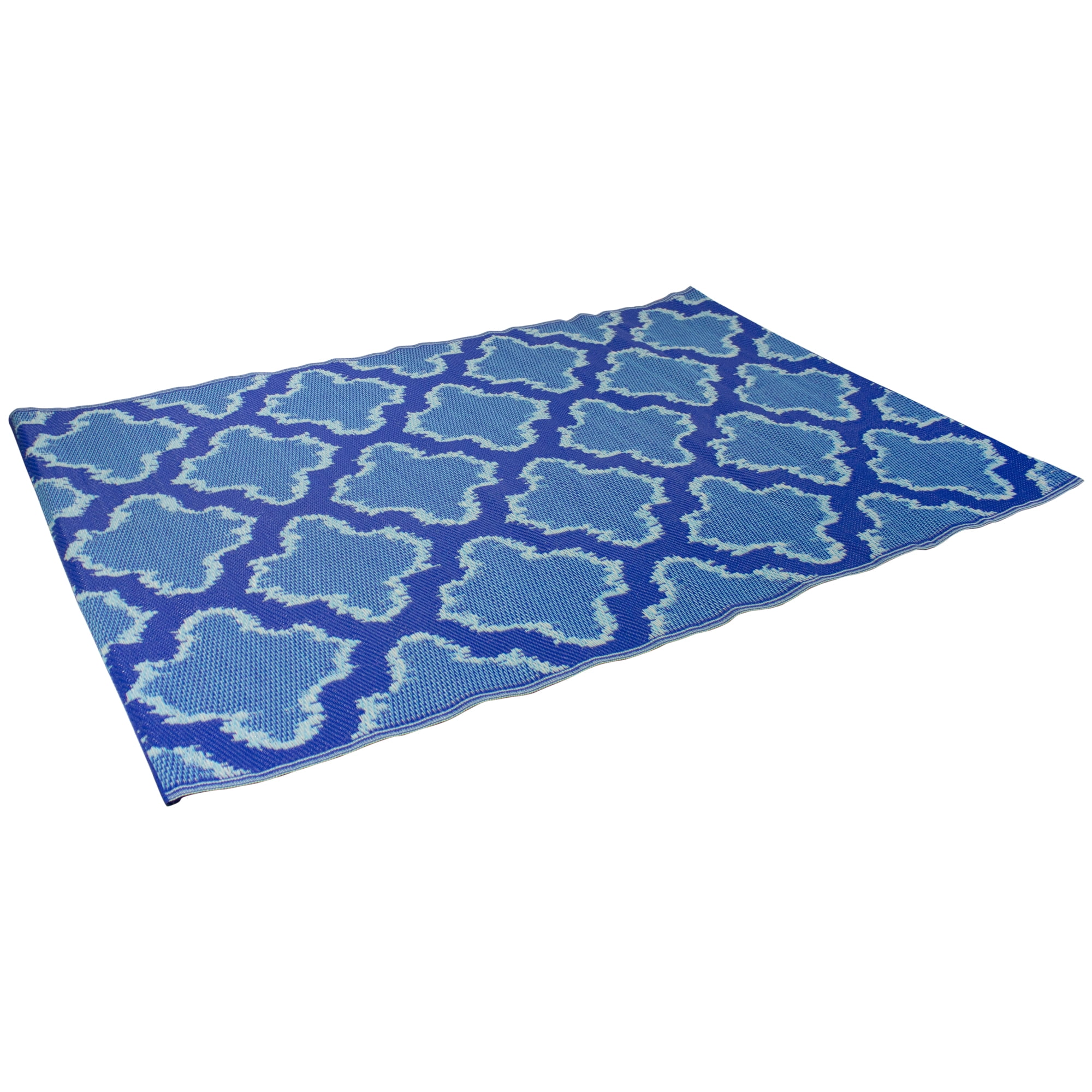 Northlight 4' x 6' Blue Quatrefoil Rectangular Outdoor Area Rug