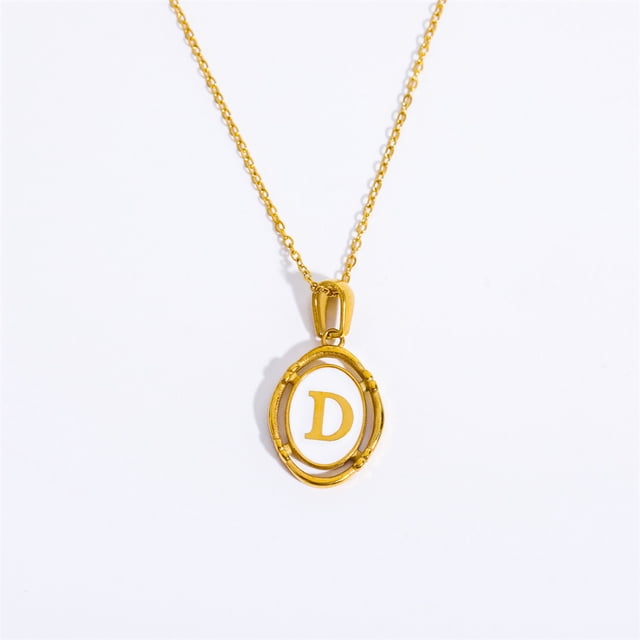Collar ovalado con colgante de 26 letras Collar con la primera letra y la palabra Collar con 26 letras bañado en cobre y oro