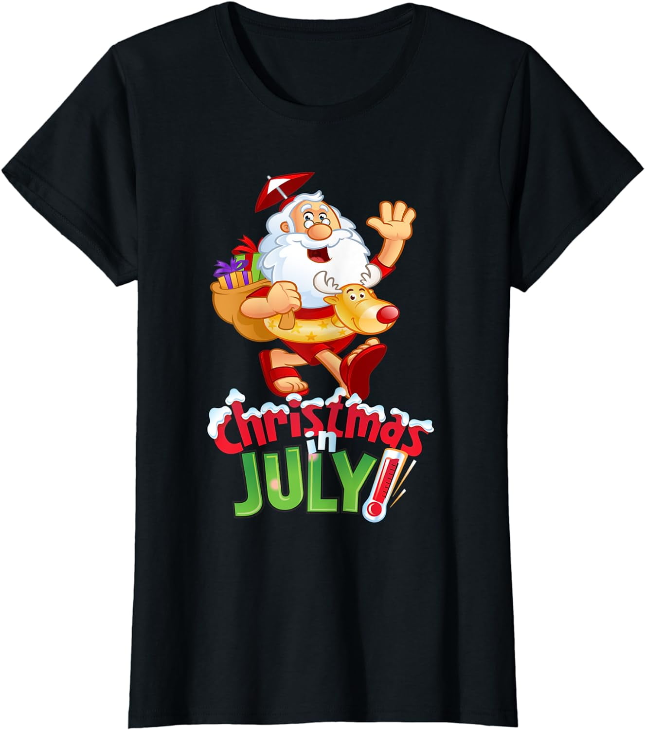 Funny Christmas in July Shirt Summer Reindeer Float Xmas TShirt