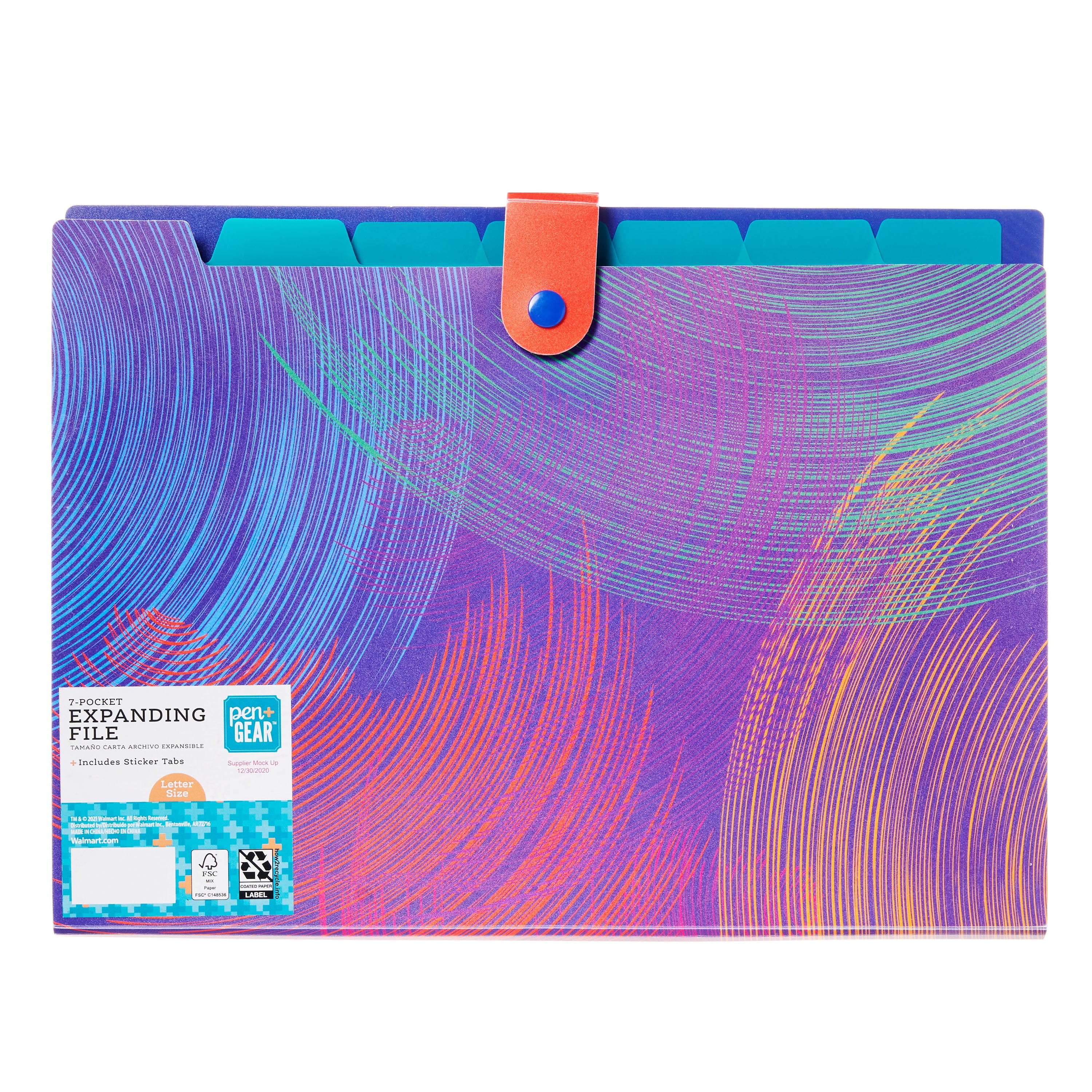 Pen+Gear 7-Pocket Expanding File, Multicolor