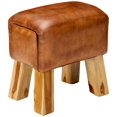 thumbnail image 1 of Bare Decor Gorgie Accent Stool in Brown Genuine Leather, Small, 1 of 2
