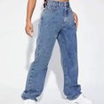 thumbnail image 3 of Pantalones vaqueros de pierna ancha para mujer, estilo casual, de cintura alta, elásticos, holgados, pantalones de mezclilla sueltos, 3 of 5