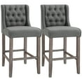 thumbnail image 1 of Set of 2 Tufted Armless Bar Stool HighChair Living Room Grey, 1 of 10