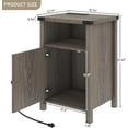 thumbnail image 2 of YEXJ LED Nightstand Set of 2 with Charging Station, Rustic End Table with Barn Door & Storage Shelf, Bedside Table for Bedroom, Living Room, Grey, 2 of 8