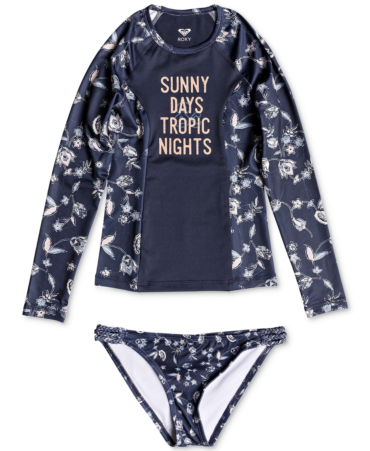 Roxy Girls Medium Sunny Days Rash Guard Swimwear Set M