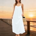 thumbnail image 4 of VEKDONE Womens Backless Cami Sundress Summer Sleeveless Lace Trim Long Dresses with Back Tie Casual Vacation House Dress Beach Maxi Dress White L, 4 of 9