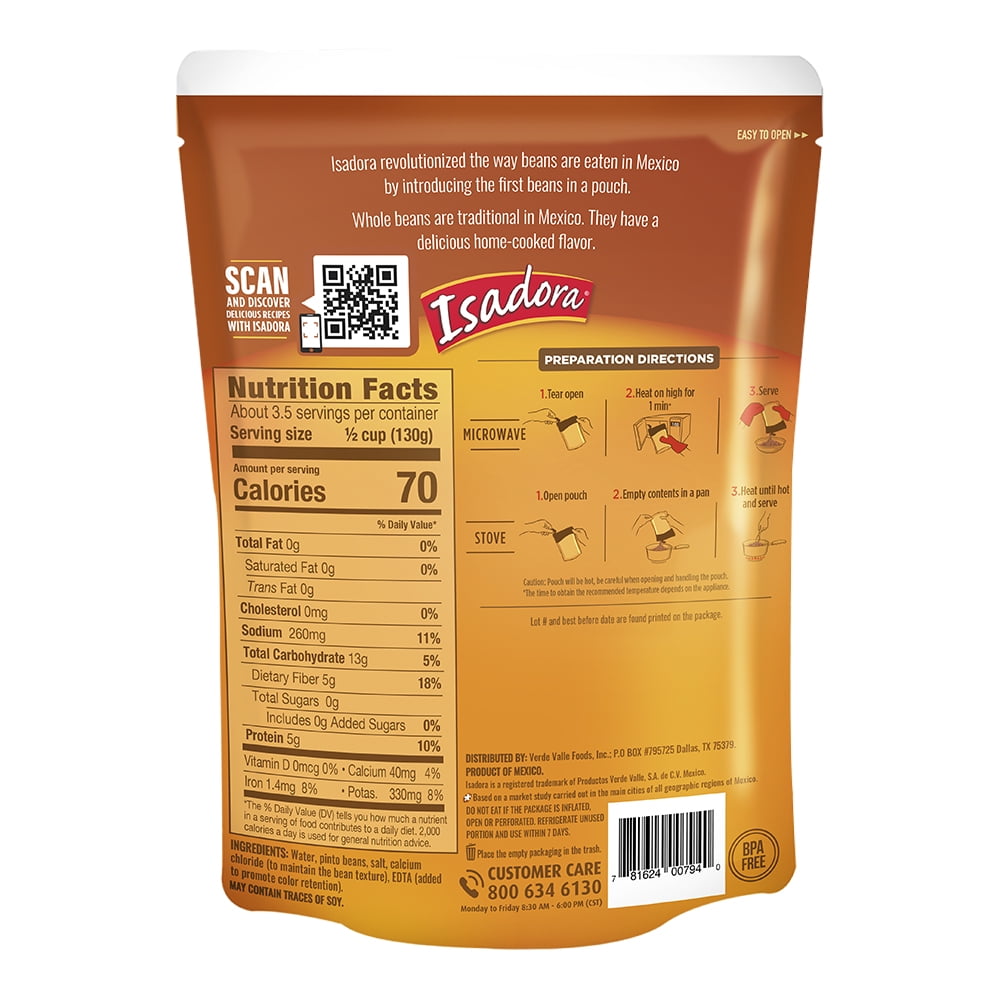 (5 pack) Isadora Whole Pinto Beans in a Pouch, 16 oz