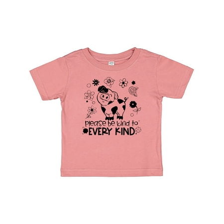 

Inktastic Please Be Kind to Every Kind Cute Pig and Flowers Gift Baby Boy or Baby Girl T-Shirt