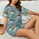 thumbnail image 4 of Balery Various Wild Sea Fish Conjunto de Pijama para Mujer con Estampado, Dos Piezas de Manga Corta y Shorts, Ropa de Dormir Suave con Cuello Redondo y Bolsillos-4X-Large, 4 of 6