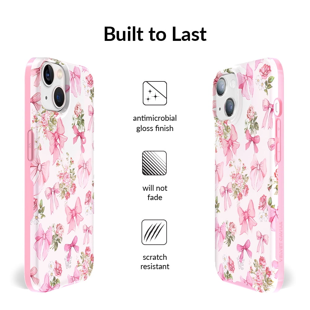 VELVET CAVIAR for Cute iPhone 13 Mini Case Compatible with MagSafe - Protective Phone Cases for Women - Posie Pink Bow Floral
