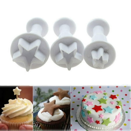 

LAWOR Christmas Decorations 3Pcs Five-Pointed Star Small Star Spring Embossing Mold Fondant Cake Decoration White ac