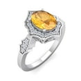 thumbnail image 2 of SuperJeweler 1 1/2 Carat Oval Shape Citrine and Halo Diamond Ring In Sterling Silver For Women, 2 of 6