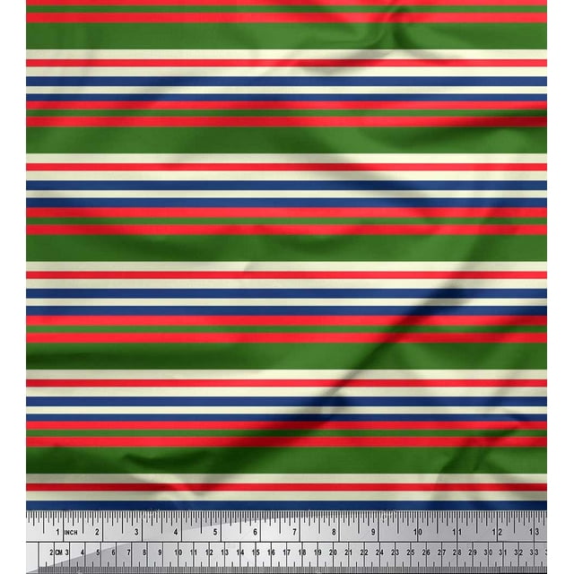 Soimoi Rayon Fabric Horizontal Stripe Print Fabric by Yard 56 Inch Wide
