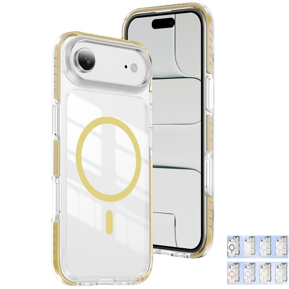 Allytechgroup for iPhone Air Case, Compatible with MagSafe Magnetic Slim Lightweight Hard Back Shockproof Cover Soft TPU Protective Bumper Wireless Charging Non Yellowing Cute Shell, Yellow