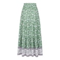thumbnail image 1 of Sexy Dance Women Maxi Skirt Boho Long Skirts High Waist Bohemian Holiday Green L, 1 of 6