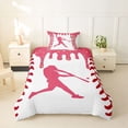 thumbnail image 2 of Erosebridal Pink Dripping Baseball Stitch & Hitter Silhouette Graphic Twin Bedding, Sport Graphic Duvet Cover Set for Girls Kids,Luxury Bedroom Decor,2pcs,No Comforter, 2 of 5