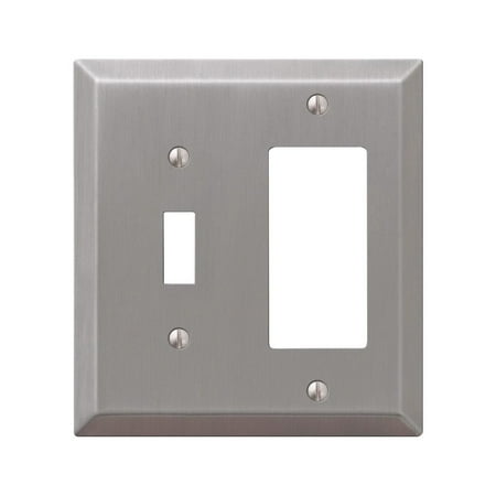 Century Brush Nickel Steel Single Toggle/Single Rocker Wallplate