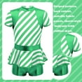 thumbnail image 5 of MSemis Kids Girls Christmas Candy Cane Santa Claus Gymnastic Leotard One Piece Biketard Green 16, 5 of 6