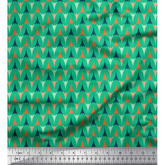 Soimoi Green Cotton Duck Fabric Scales Geometric Printed Fabric 1 Yard 42 Inch Wide