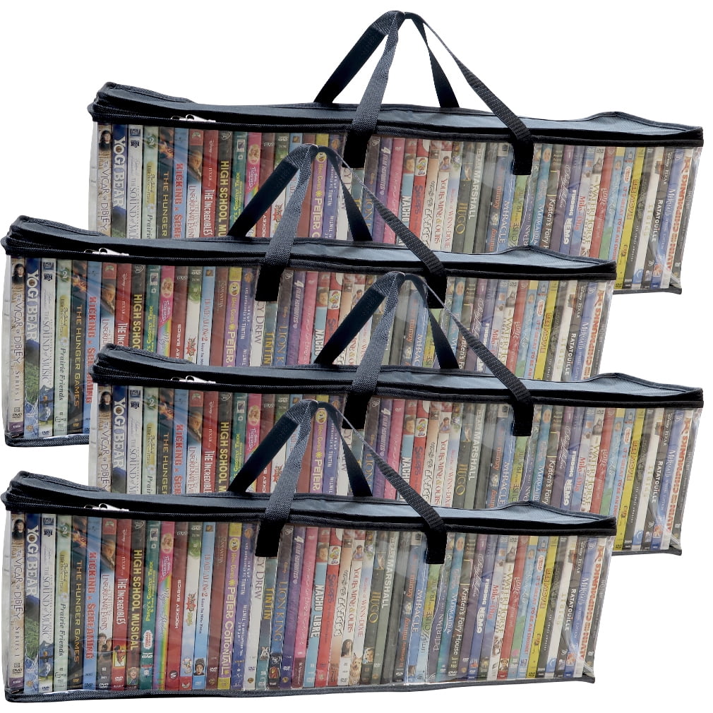 Evelots DVD/BlueRay/VideoStorage BagNEWClearHandleHold 200 Total