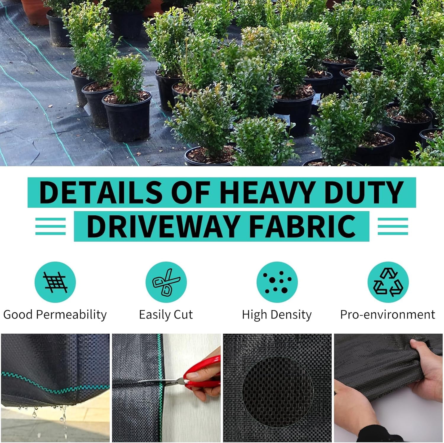 Riedhoff Weed Barrier Fabric 6' x 300', 3.2 oz, Black