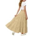 thumbnail image 3 of NAISIBABY Girls Midi Skirt, Flared A-Line Elastic Waist Over the Knee Casual Summer Flowy Skirts Beige 14T, 3 of 8