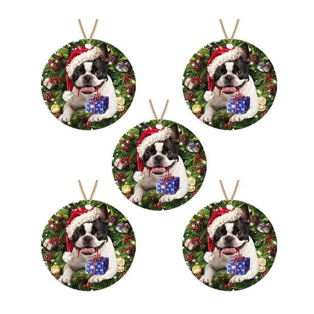 Adornos navideños Navidad Listado de madera Guirnalda de perro Decoración de árbol de Navidad de madera Wmkox8yii gf8849