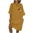 thumbnail image 1 of Vestido de Verano para Mujeres Color Sólido Imitación de Lino Cuello Redondo, Manga Corta Estilo Casual para el Uso Diario, Fiesta Y Primavera, 1 of 4