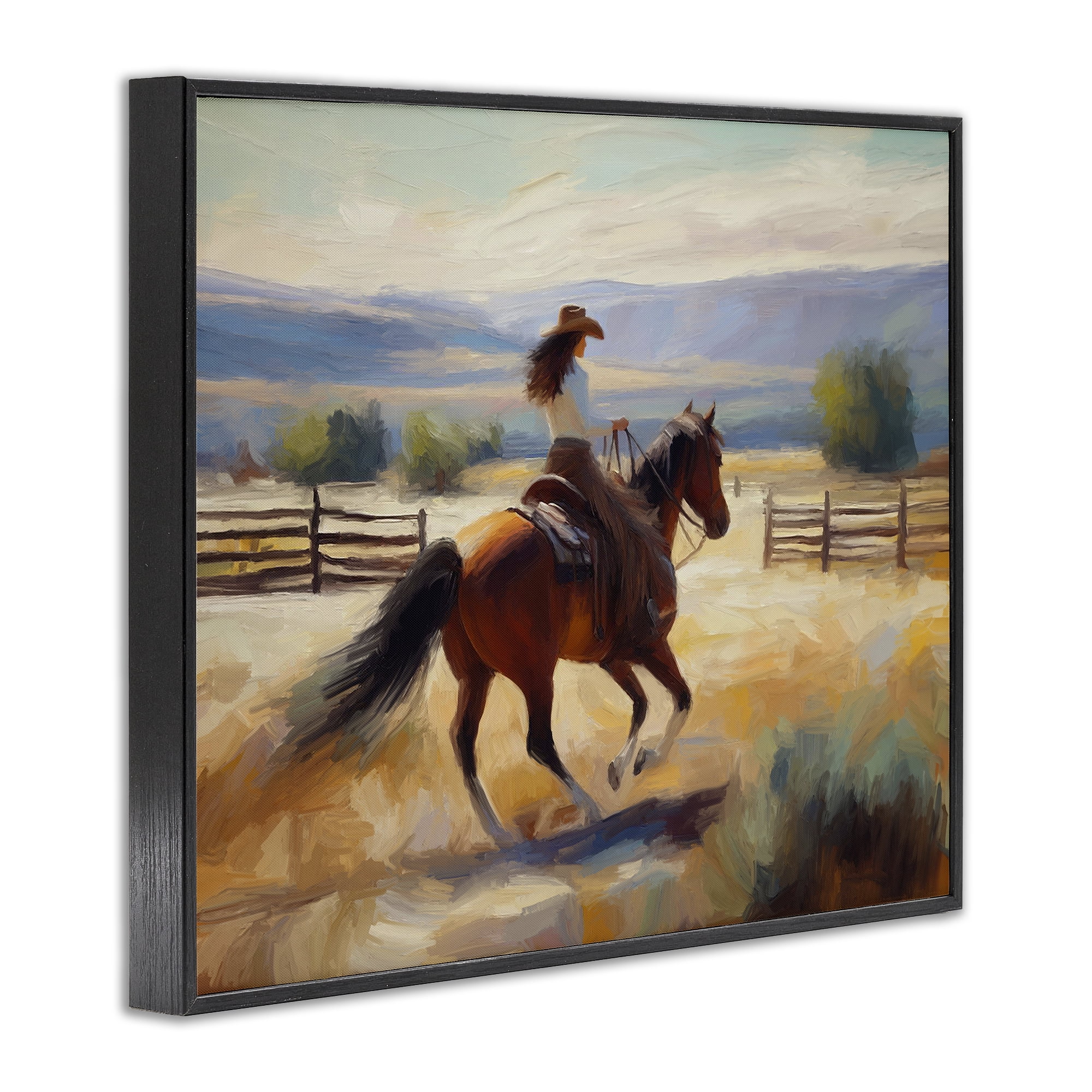 Stupell Industries Ride Like The Wind Landscape Painting Black Framed Art Print Wall Art, 30 x 24