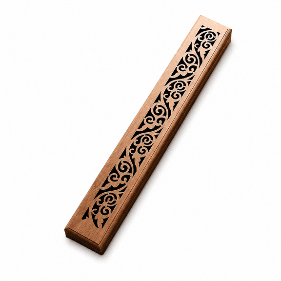 Wood Incense Holder with Lid, 9.2 Inch Decorative Incense Burner Box with Ash Catcher, Hollow Carved Incense Stick Holder for Bedroom, Living Room and Meditation Space