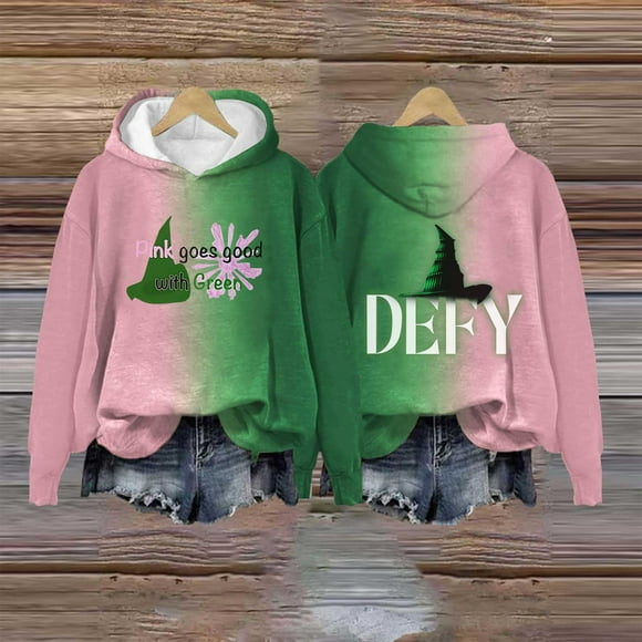 Wicked Sweatshirt Sweatshirt for Women Musicals Trendy 2024 Fashion Sweater Casual Round Neck Long Sleeve Shirts,Dark Green,3XL
