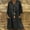 Black, variant on Fesfesfes Long Sleeve Linen Dresses for Women Loose V-Neck Solid Color Dress 3/4 Sleeve Tunic Dress Robe Dress