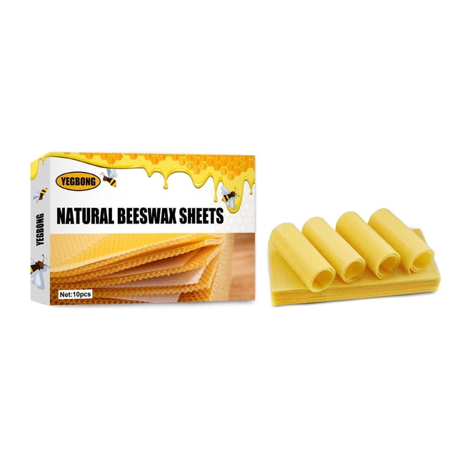 Hojas de cera de , peine natural Hojas de base de cera de Papel de cera de Hoja de 10 piezas Cola Hojas de cera de abejas