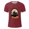 thumbnail image 4 of Pisexur Chemises pour Hommes Chandail pour Hommes Blouse/t-Shirt d'Halloween Imprimé à Col Rond à Manches Courtes Rouge,2TG, 4 of 5
