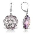thumbnail image 2 of Galaxy Gold 14K White Gold Leverback Earrings with Checkerboard Cut Round Amethyst, 2 of 3