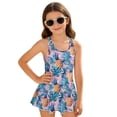 thumbnail image 4 of Xoenoiee Tropical Pineapple Palm Leaves Print Girls One Piece Swimsuits Sleeveless Swim Dress for Girls Hawaiian Skirted Bathing Suit Summer Swimwear, 8-9 Years, 4 of 7