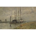 thumbnail image 2 of Rudolf Höckner 24x17 Gold Ornate Framed and Double Matted Museum Art Print Titled - Sailboat in the Port of Schulau (1920), 2 of 4