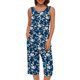 thumbnail image 1 of Conjunto de Ropa de Salón para Mujer Cuello Redondo Blusa sin Mangas Sólida Y Pantalones Cortos de Cintura Elástica Pantalones, Pantalones Cortos de Verano para Mujeres, 1 of 7