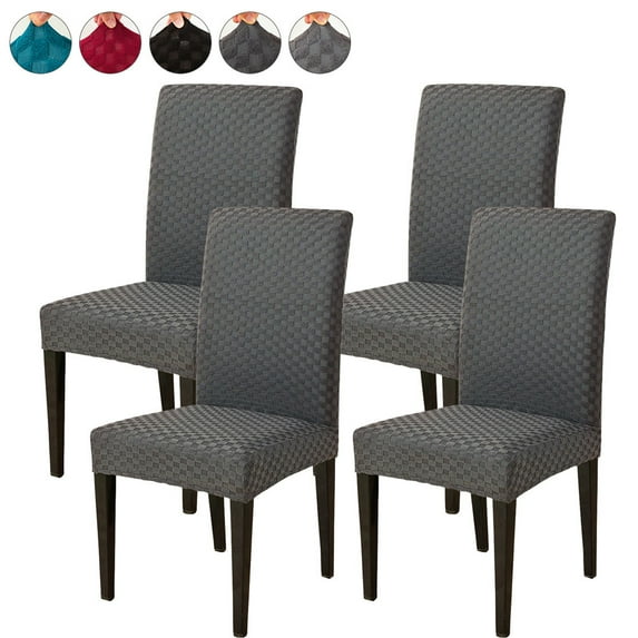 4Pcs Chair Covers Stretch Dining Chair Slipcover Removable Chair Protector for Dining Room, Hotel, Ceremony, Machine Washable Small square Jacquard Knitted Fabric