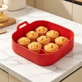 thumbnail image 2 of JHyouerji Silicone Air Fryer Liner Baking Tray Red Food Grade Non Stick Reusable Oven Microwave Pizza Cake Bakeware Foldable Storage Kitchen Accessory, 2 of 6